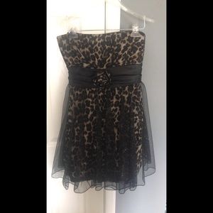 Black & cheetah formal dress w rose & silk tie